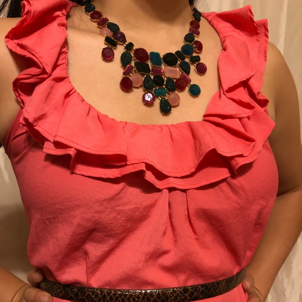 Pins and Needles Salmon Pink Ruffle Shift Dress